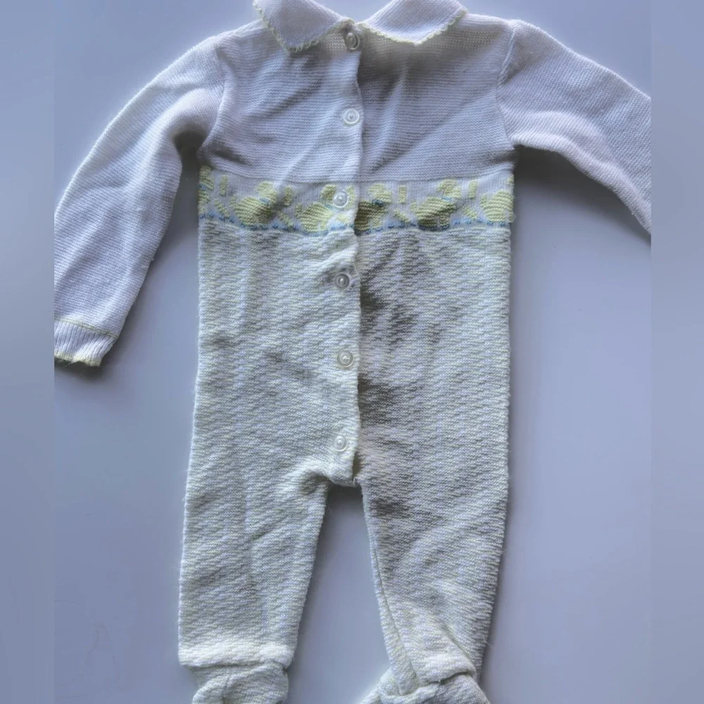 Vintage One Piece Newborn Sweater Romper Knit Dogs
